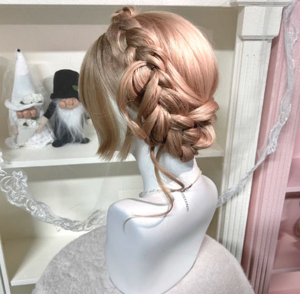 Perruque tressée personnalisée Style Sweet-girl Perruque pleine tête avec side-updo