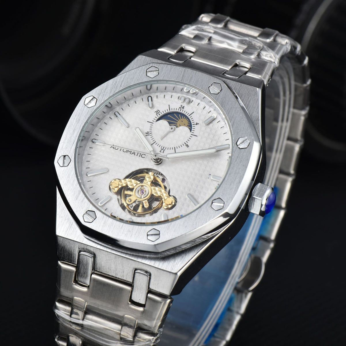 Montre Tourbillon mécanique multifonctionnelle pour hommes