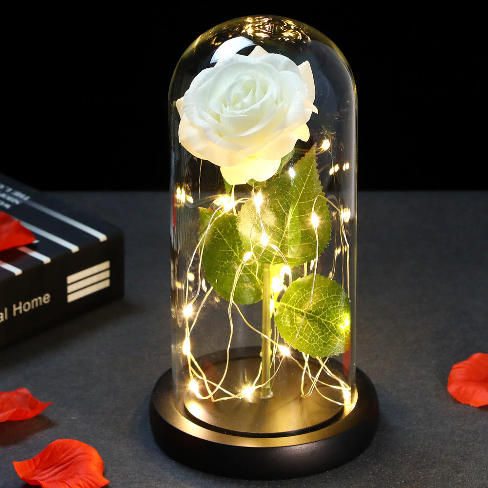 Fête des Mères Mariage Préférés Demoiselle d'honneur Cadeau Simulation Immortelle Couverture en verre rose Lumineux L