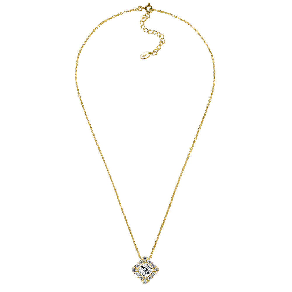 S925 Collier en argent Sterling 7x7mm Carré de Moissanite 40-45cm D Couleur VVS1 Clou géométrique