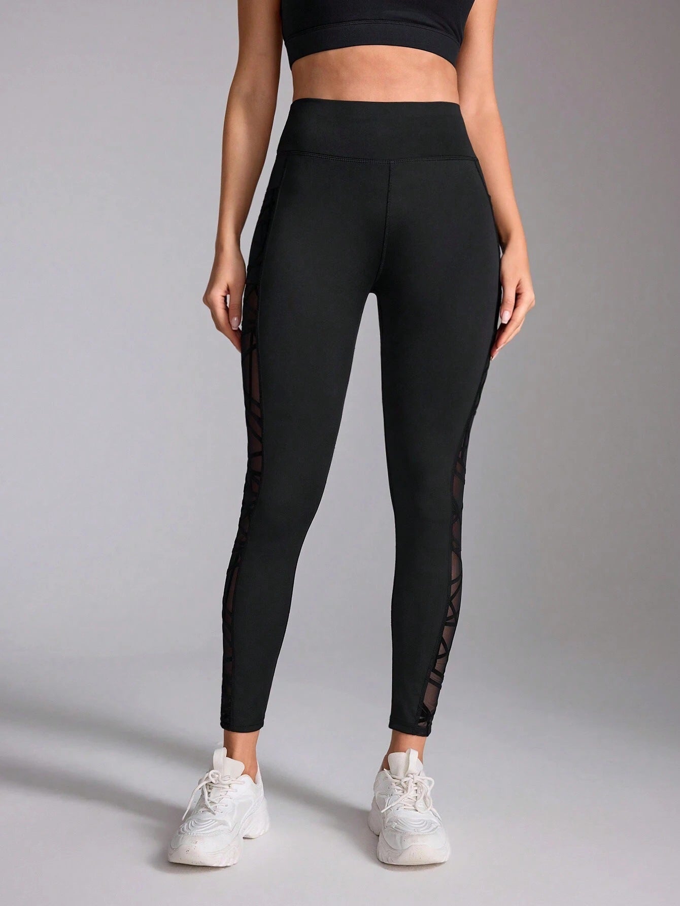 High Waist Contraste Couleur Pantoufles Courant Pantalons Lifting Belly Yoga Vêtements Fitness Spor