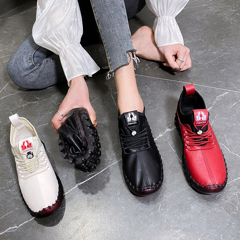 Chaussures de marche en cuir véritable pour femmes Oxford Soft Sole