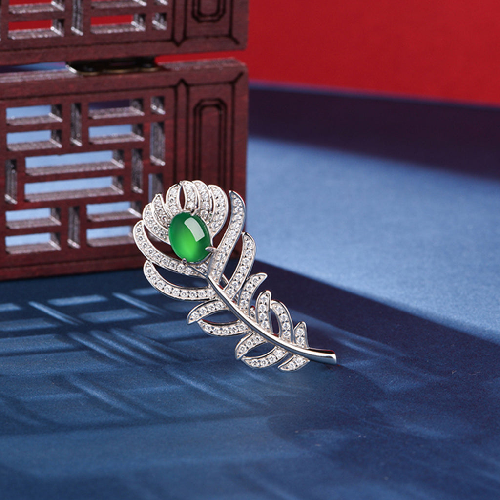 S925 Broche de plumes en argent sterling