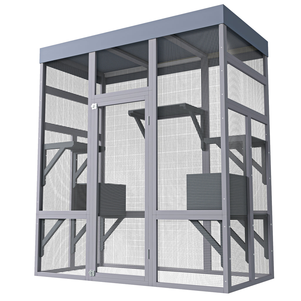 Catio extérieur en bois de 62.6" pour chats