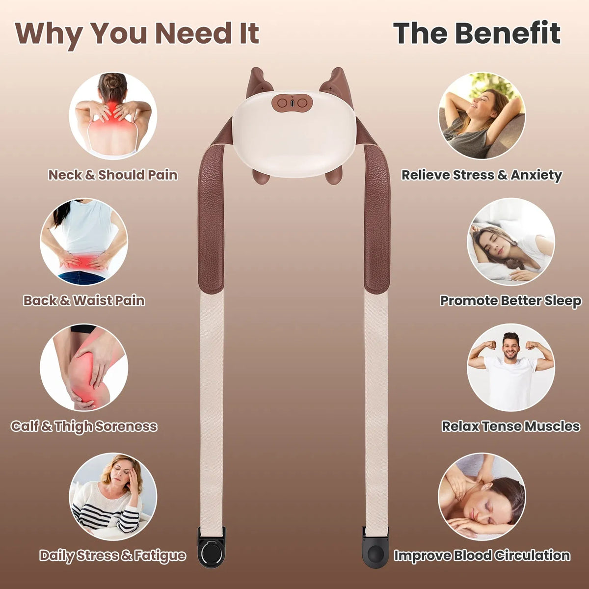 Massager sans fil Shiatsu Col avec chaleur