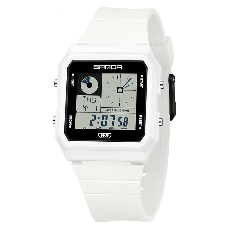 Montre numérique polyvalente et créative, petit carré multifonction