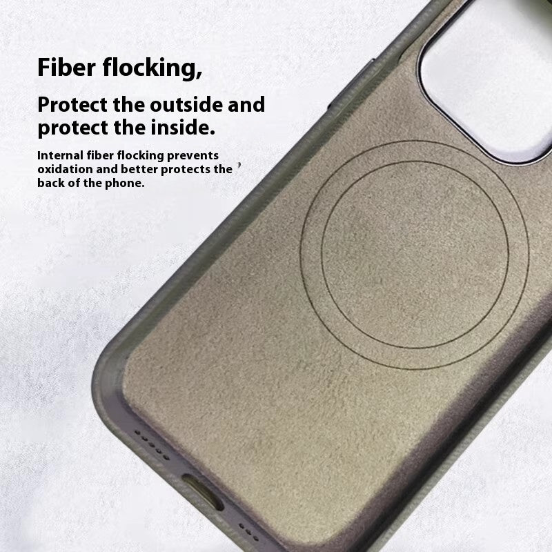 Étui de téléphone en cuir à aspiration magnétique en flanelle résistant aux gouttes