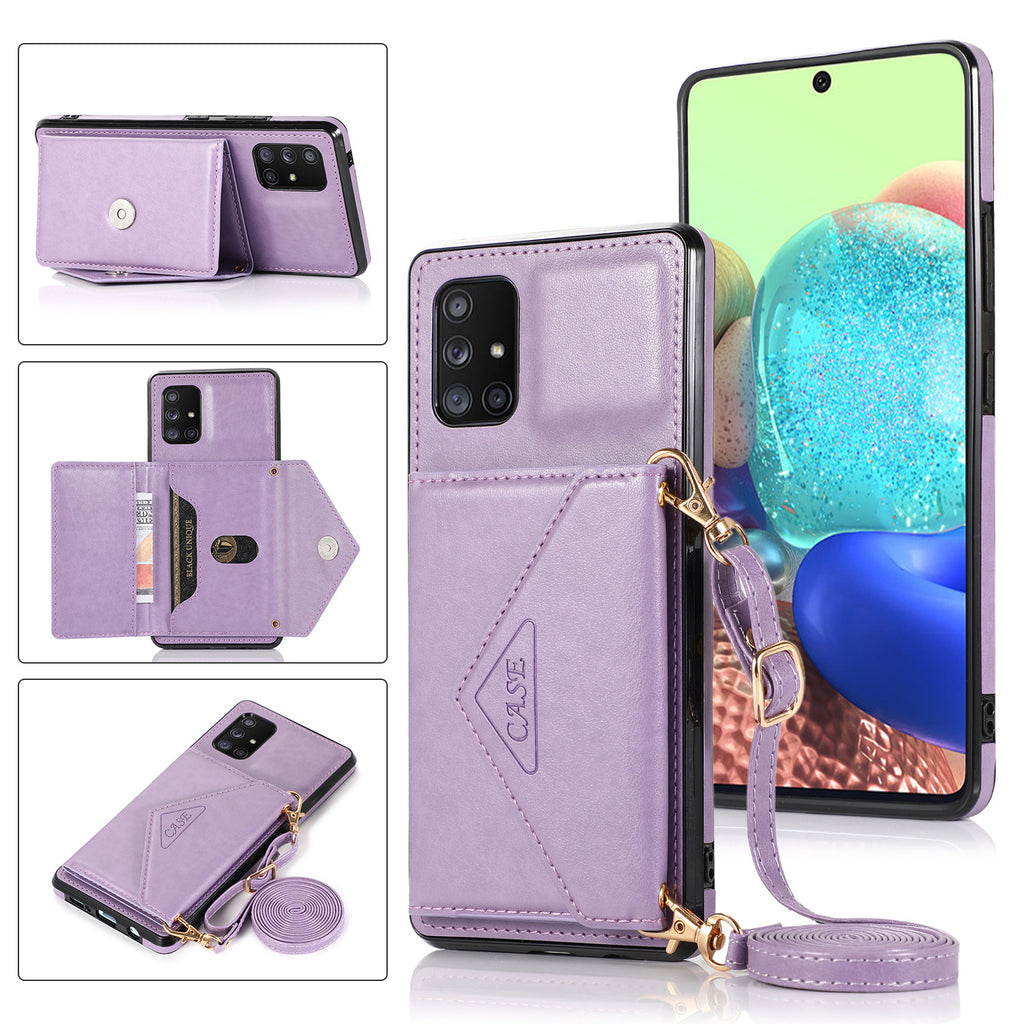 Slope Triangle au-dessus d'une épaule Téléphone portable Multi-fonctions Cover Wallet Card Cas en cuir