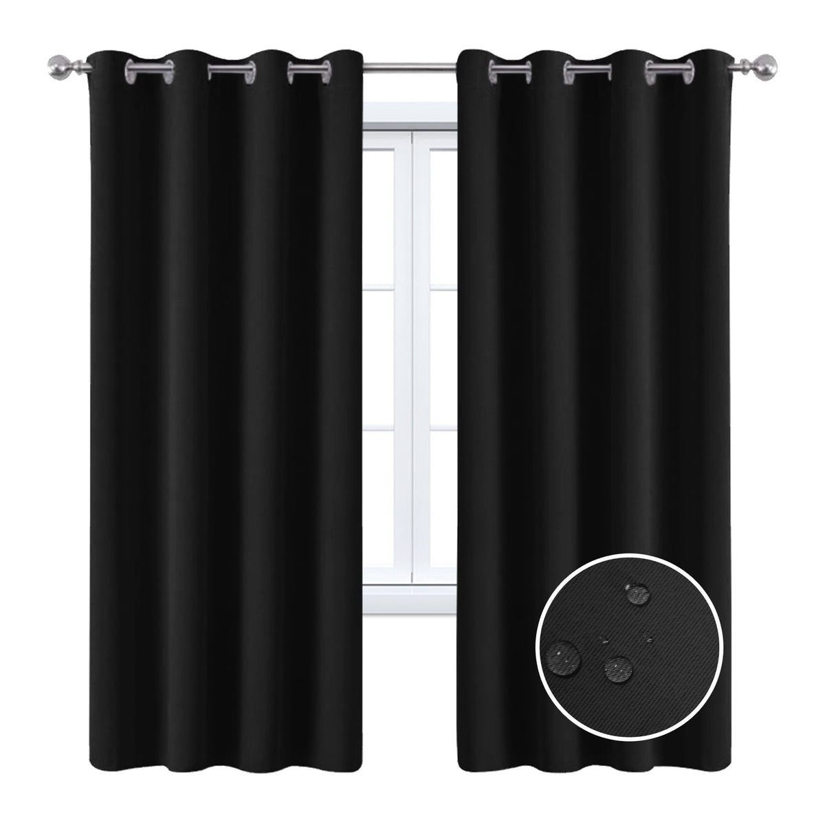 Rideau de vente Full Blackout avec doublure noire sur le dos
