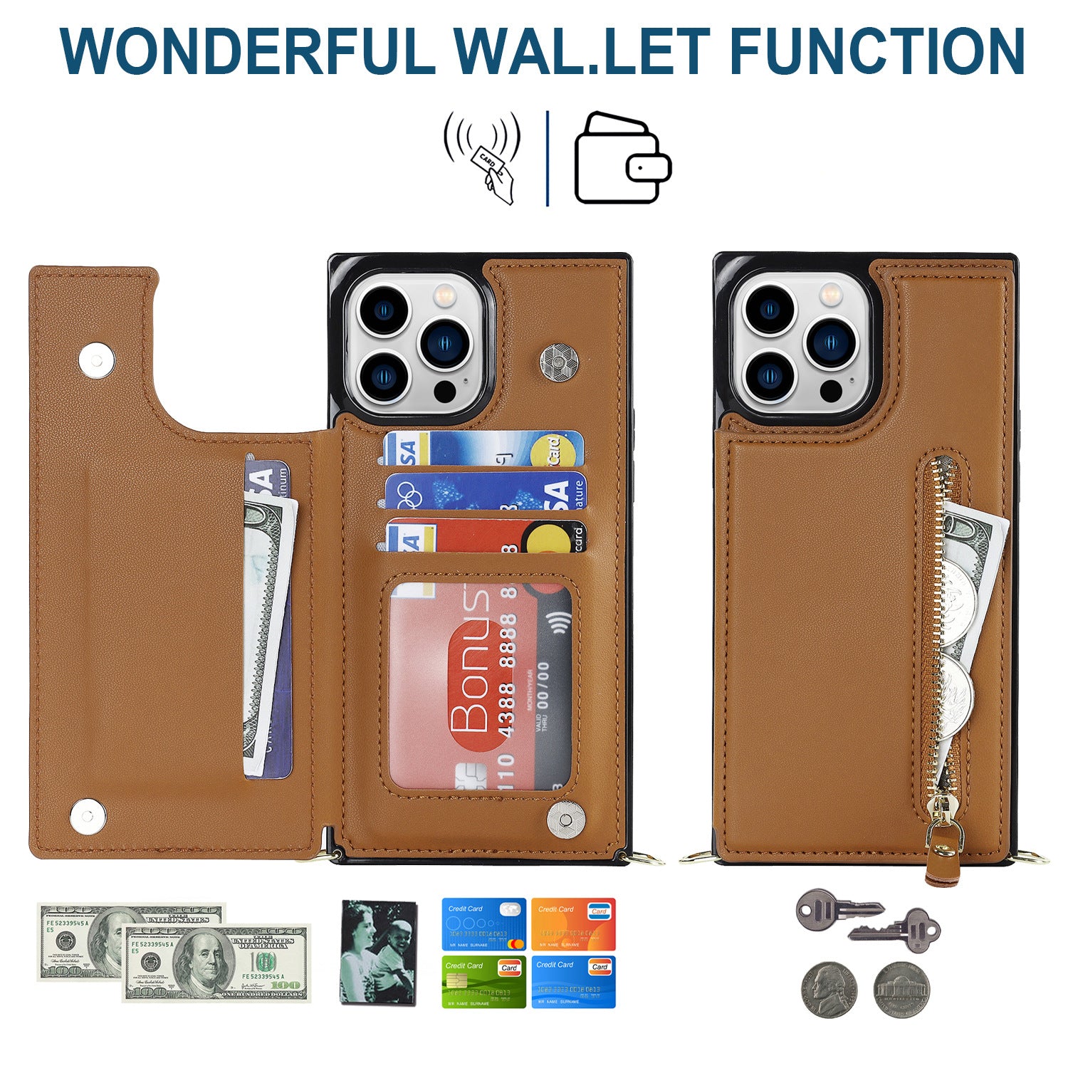 Sangle d'épaules transversales Flip Card Zipper Protection Shell