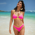 Maillot de bain bicolore de style Halter pour femmes