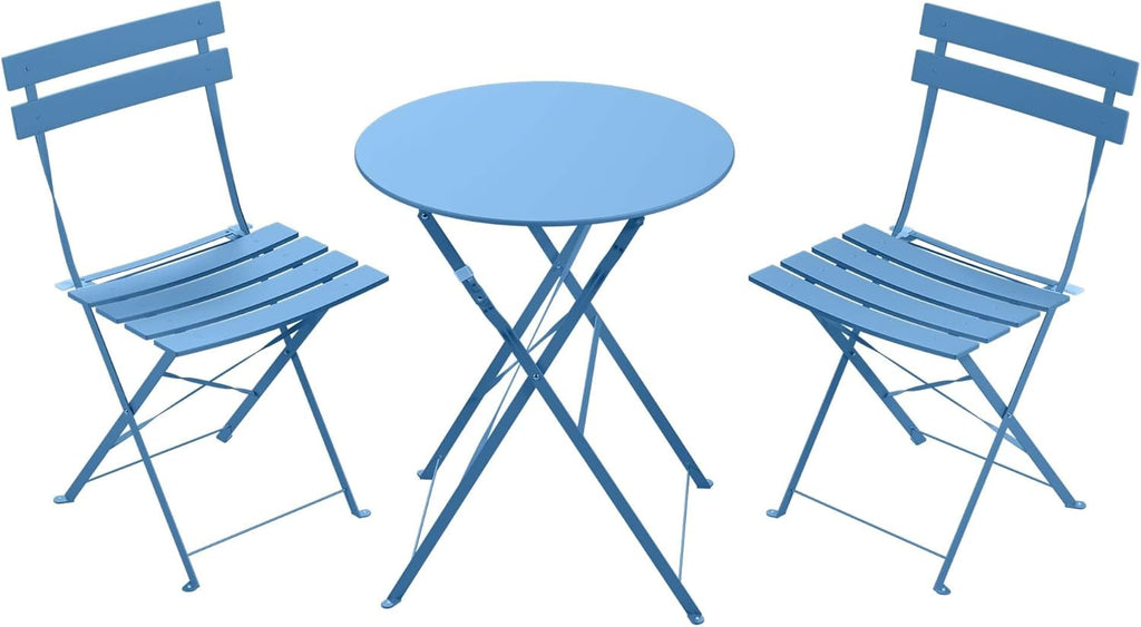 Intérieur Extérieur 3-Piece pliable Bistro Set pliant de meubles de patio extérieur 2 chaises A