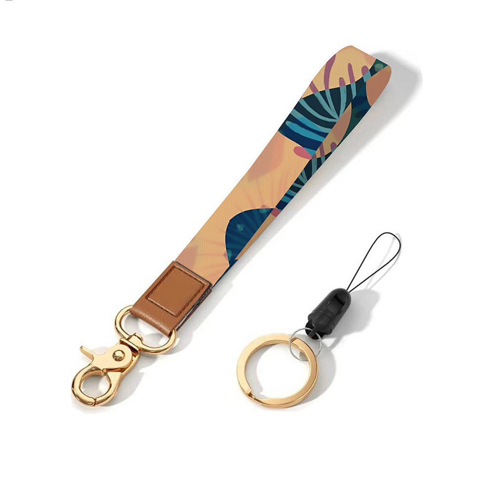 Leather-Polyester Wrist-Neck Lanyard porte-clés à double usage