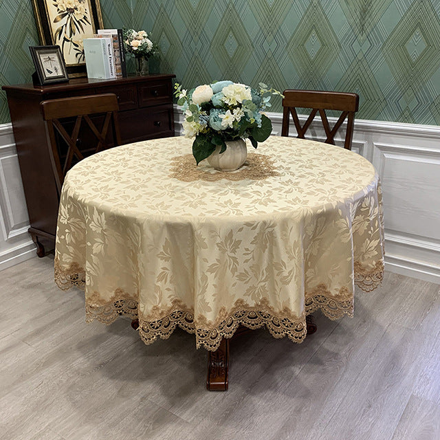 Dentelle ronde de style européen Couvercle de table simple de couleur solide