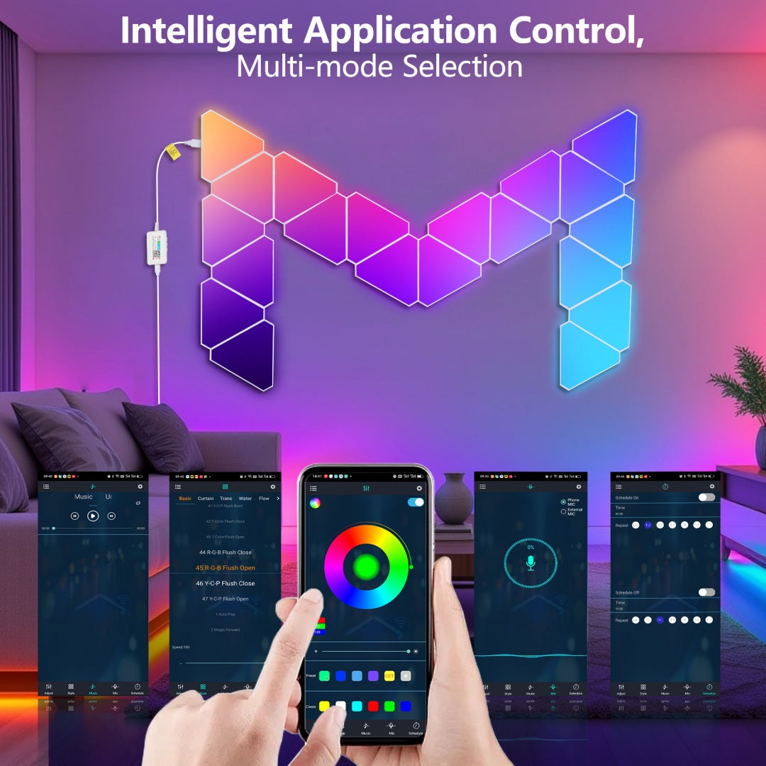 Panneaux lumineux triangulaires de 20 paquets - Smart RGB LED Lights with App & Remote - Music Sync