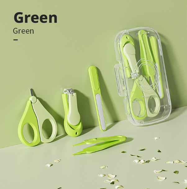 Ciseaux bébé à ongles-boîte claire de sac 4 pièces-vert-1