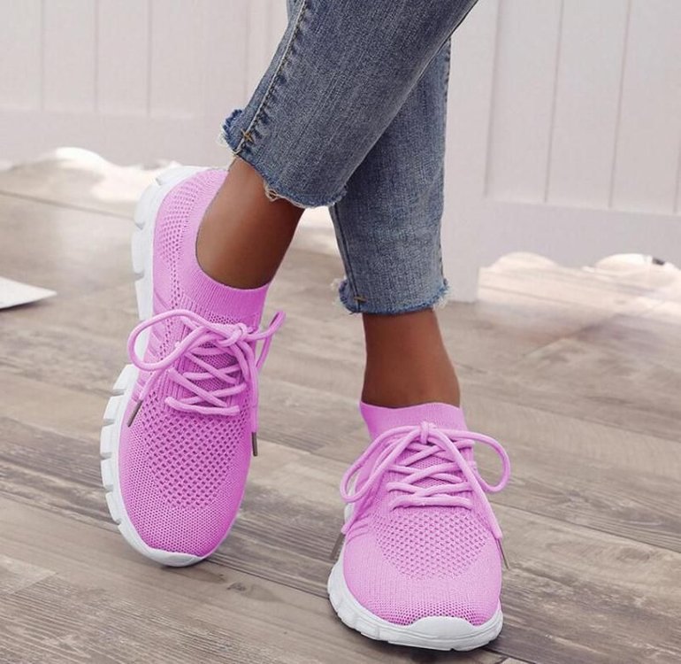 Femmes Respirant Sneaker High-cut Lace-up Platform Chaussures Casual