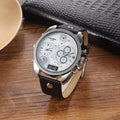 Montres Montres pour Homme en cuir PU Creative Double Time Zone