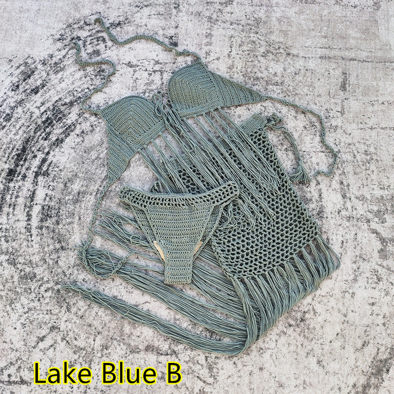 Crochet fait main Bikini maillot de bain Tassel Swimwear Set