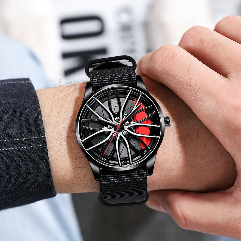 Nylon Roue Hubs Montre Quartz Créative Homme