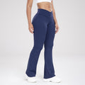Femmes Crisscross Waist Flared Yoga Pantalons Slim Fit Sports de plein air Casual Bell Bottom Active