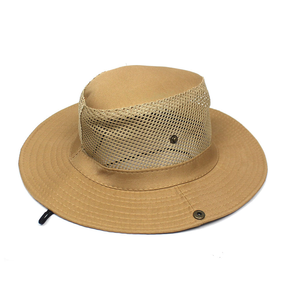 Patchwork Mesh Breathable Bucket Hat Pêche Cyclisme Windproof Protection solaire pliable