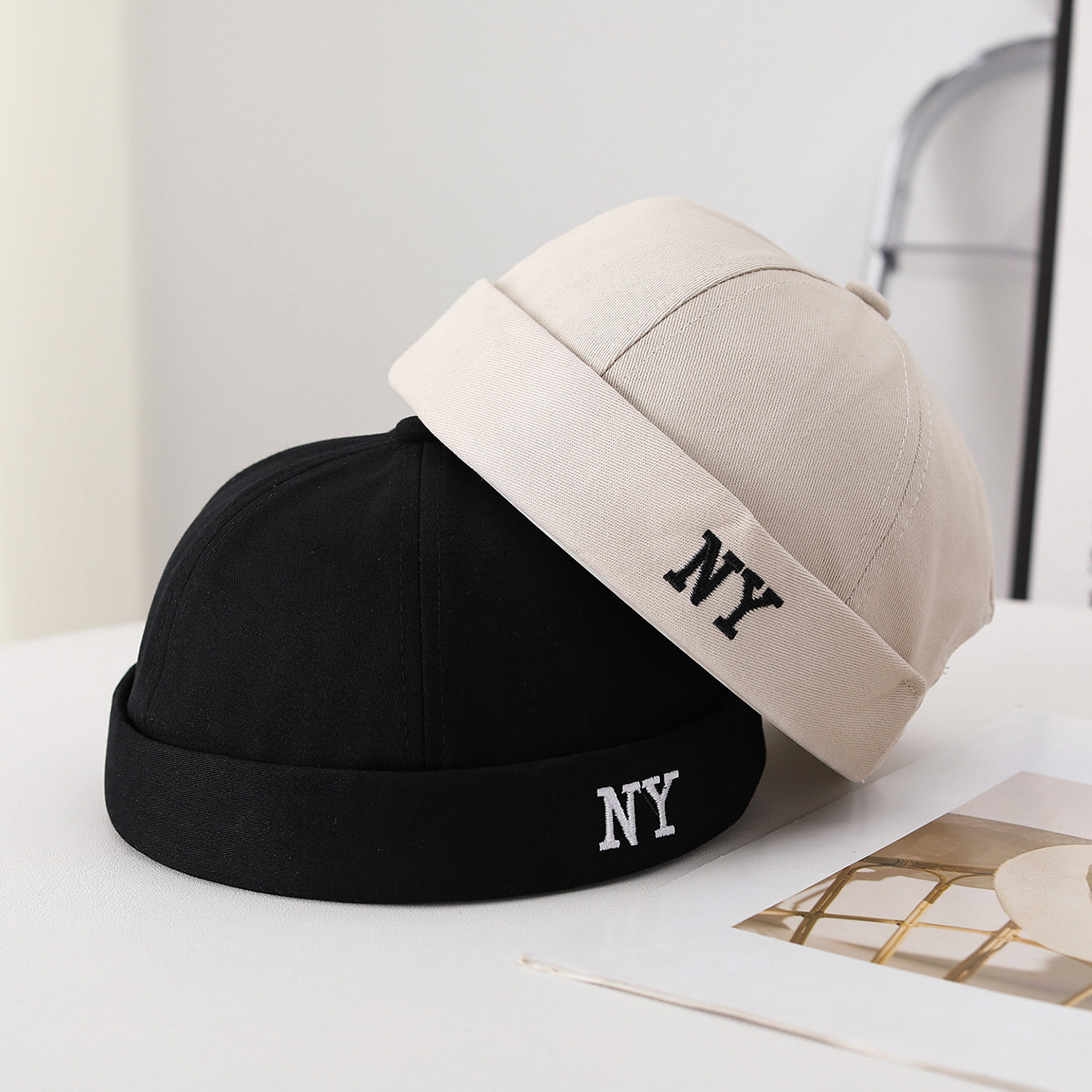 Homme monocolore brodé Lettre NY Ajustable Trendy Style Bohemian Chapeau Landlord