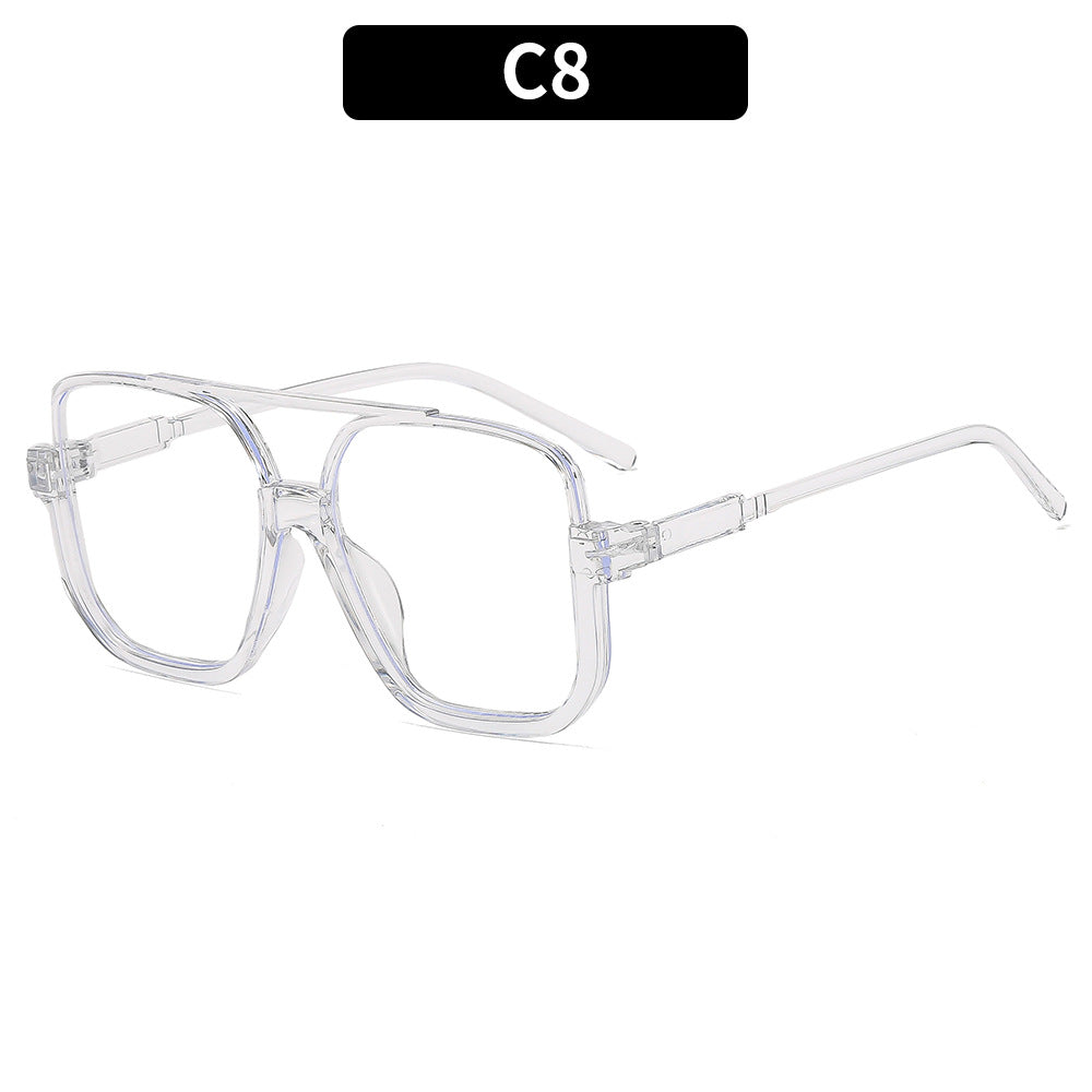 Y2K Chic Personnalité Double pont Lunettes de soleil semi-imprimées