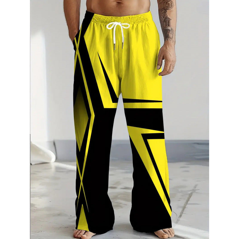 Pantalon casual homme avec imprimé de flamme bleue