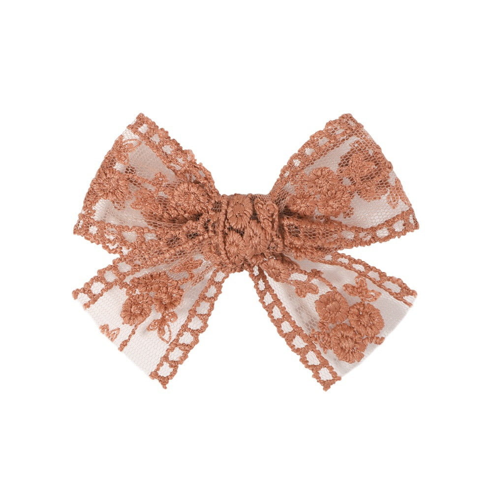 Barrettes de broderie en dentelle pour enfants Bow