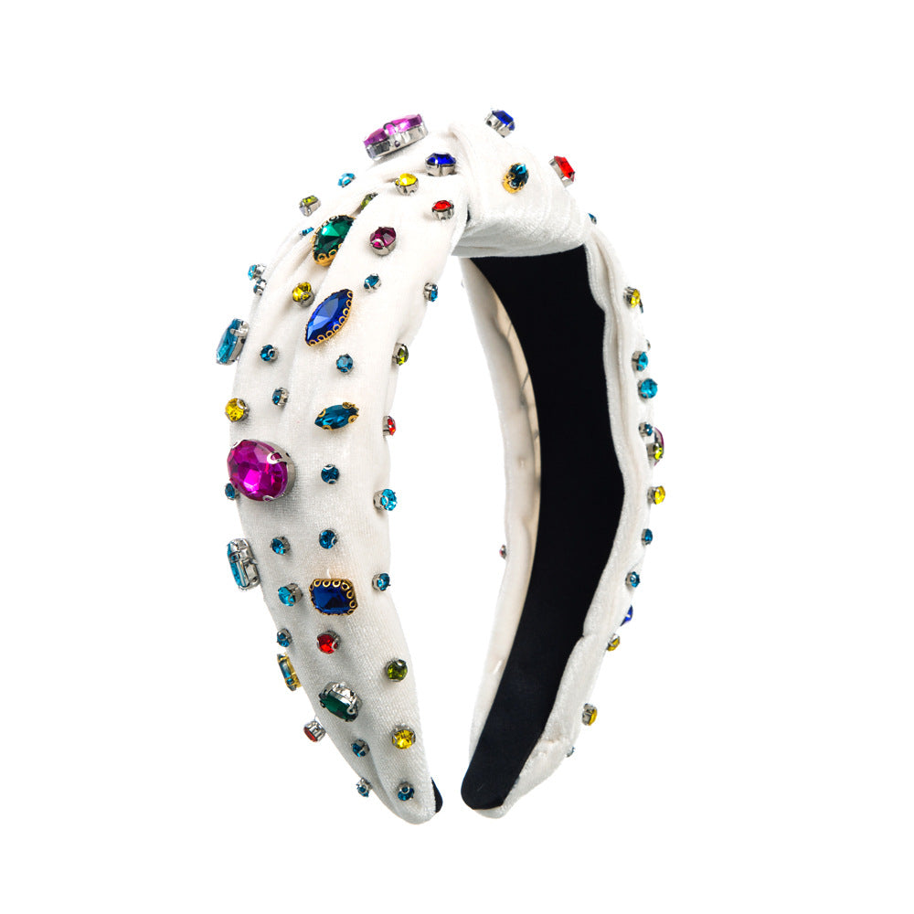 Colorful Crystals Knotted Fashion Fabric Craft Full Diamond Headband