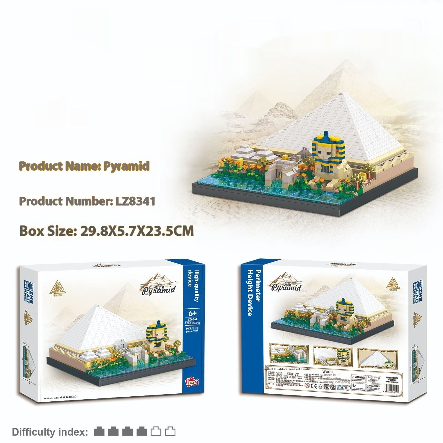 Pyramide Ancient Architecture Model Micro Diamond Particle Building Blocs Haute Difficulté