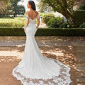 Robe de mariée à queue de poisson sans dos manches longues