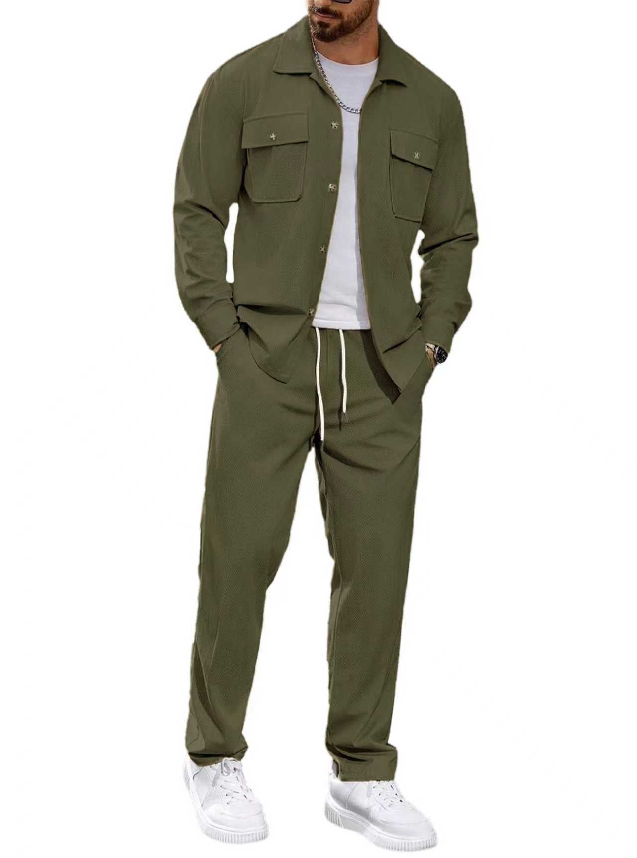 Veste de sport casual pour hommes et pantalons à jambe droite
