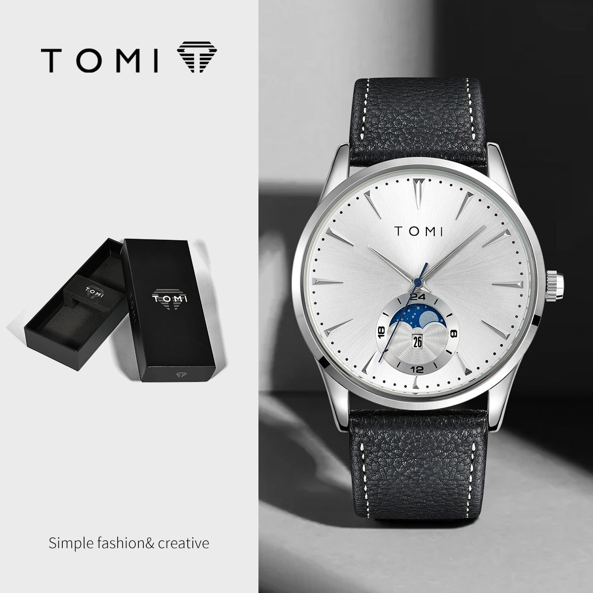 Montre ronde tendance de style coréen pour les hommes et les femmes