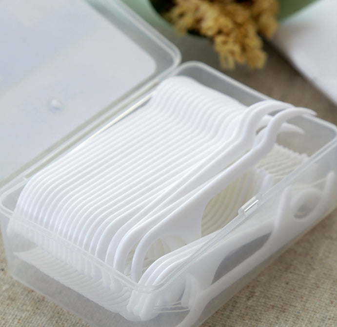 Fil dentaire jetable bâton-blanc-polymère en polyéthylène fibre-50 bâtons-1 boîte