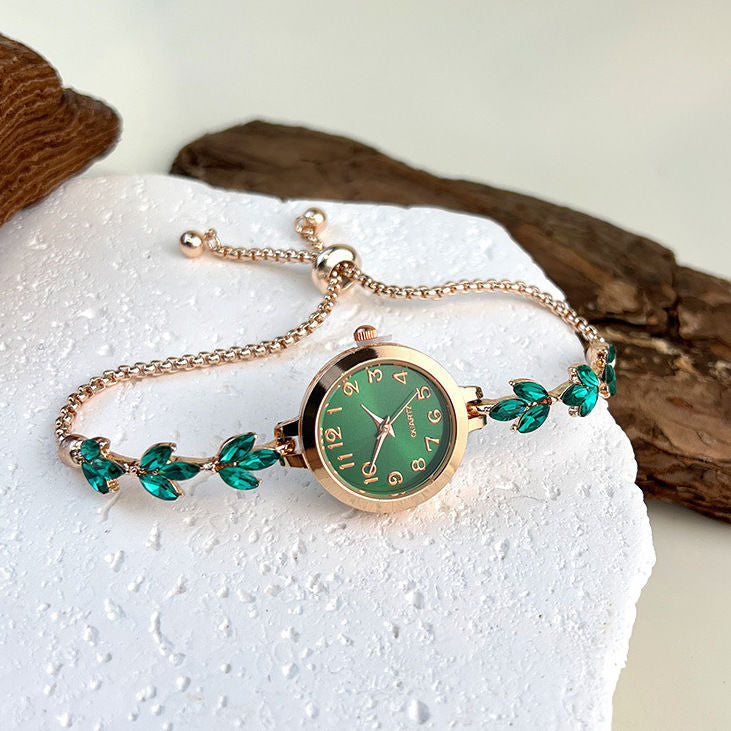 Vintage Mode Niche Luxe Quartz Montre avec Strass