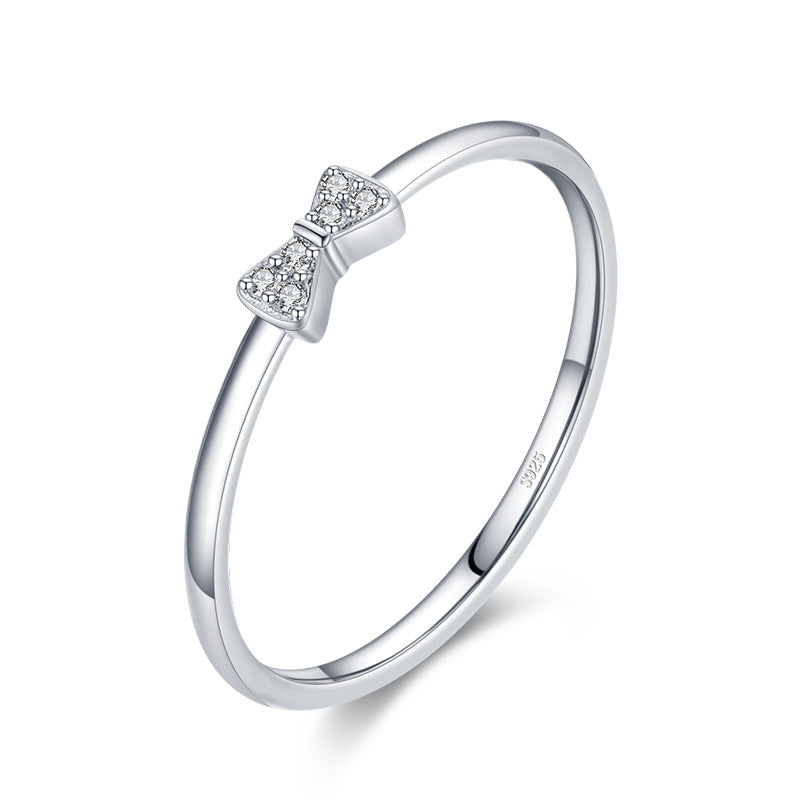 S925 Argent Sterling All-Match Simple Coréen Trendy Micro-Inlaid Index Finger Ring Mode