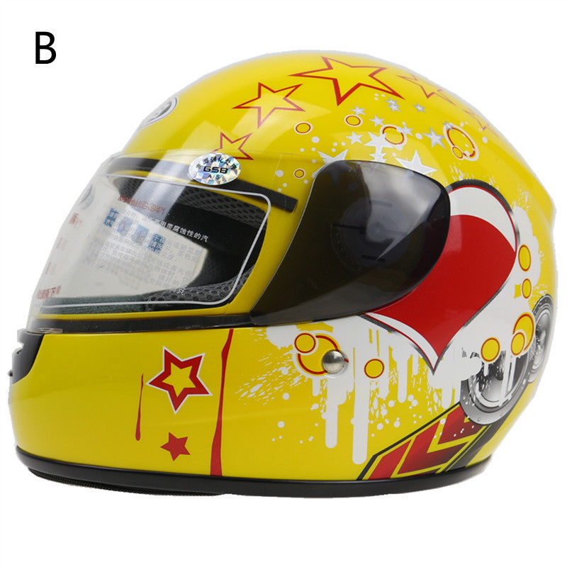 Casque kart enfants tête de moto