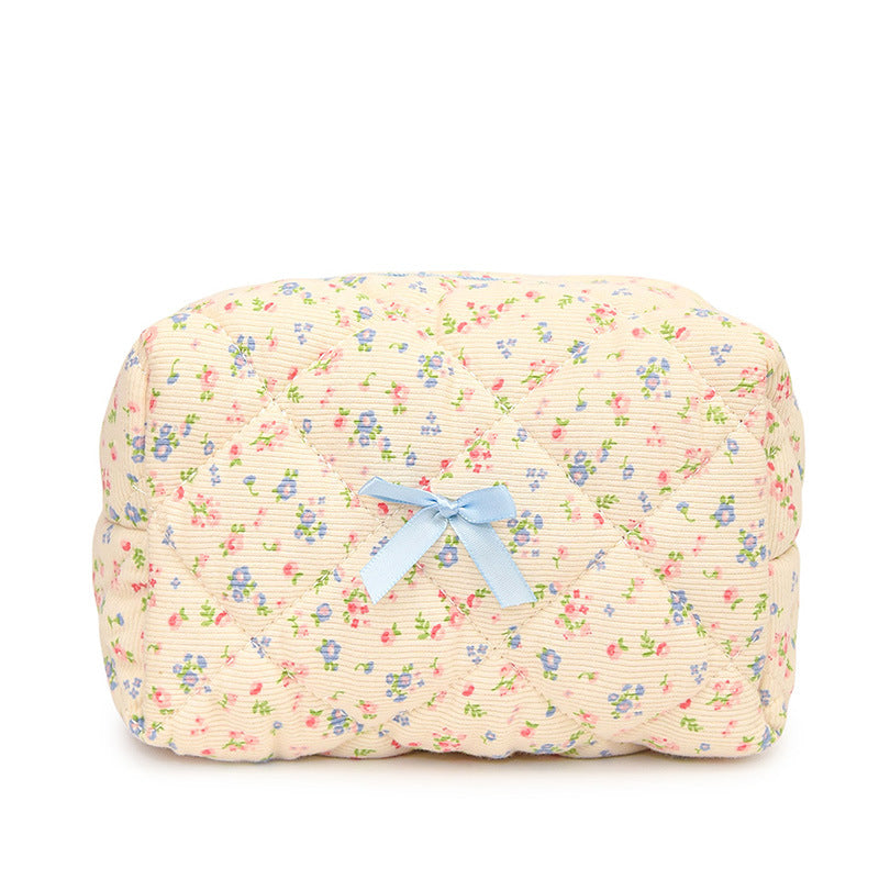 Sac cosmétique en coton brodé en coton rayé