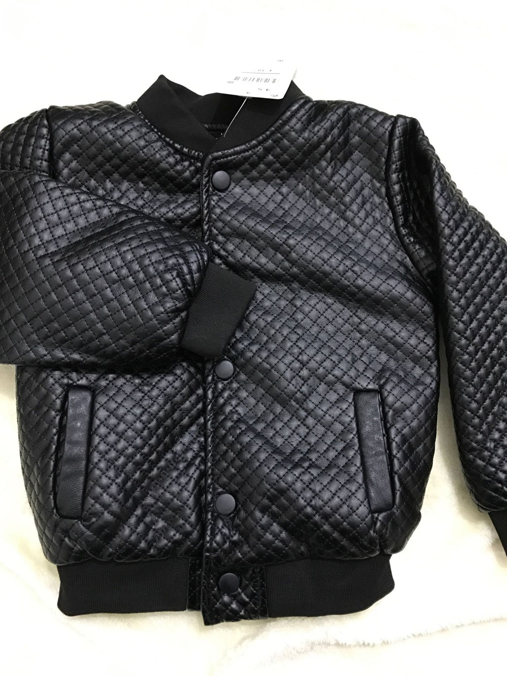 Col rond en cuir bébé PU veste en cuir garçon veste