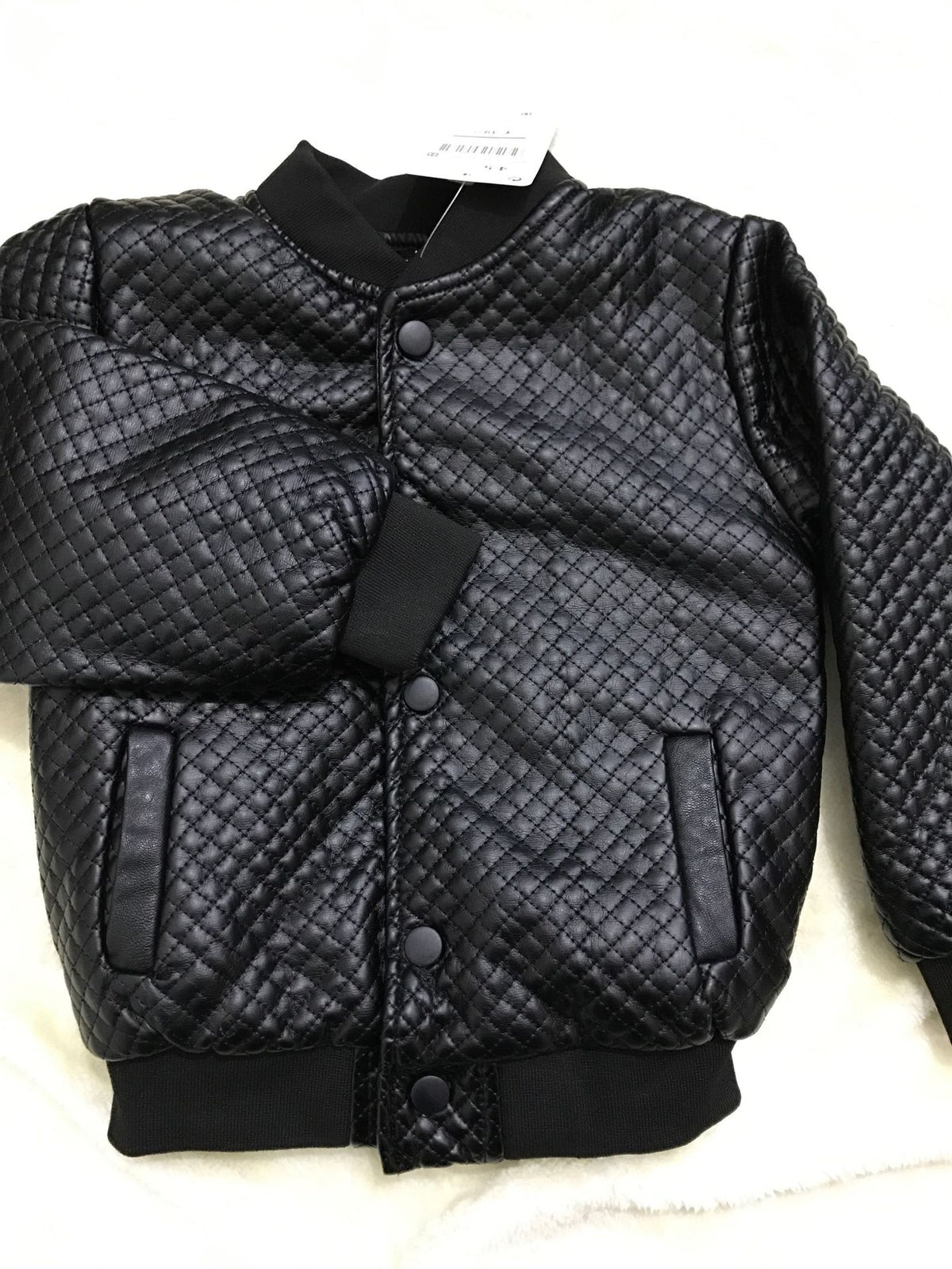 Col rond en cuir bébé PU veste en cuir garçon veste