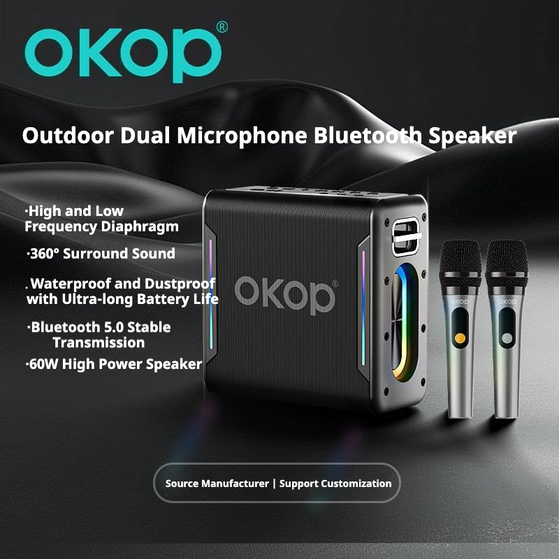 KP-8001 Haut-parleur Haut-Volume extérieur Karaoké Portable Bluetooth Haut-parleur Microphone Ultra-lo