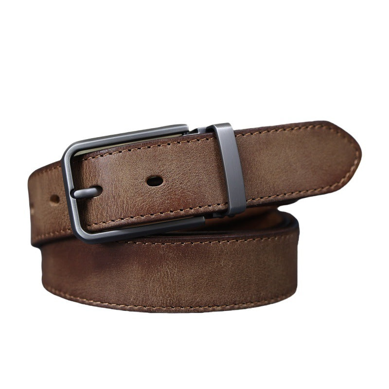 Ceinture vintage en cuir véritable pour homme avec boucle d'épingle
