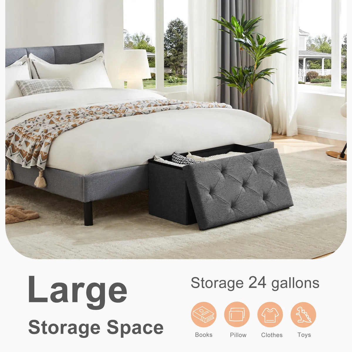 Stockage Ottoman avec siège rembourré en mousse épaisse