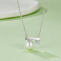S925 Argent Sterling Collier de perles d'eau douce naturel Assymétrique Balance Bar Design Pla