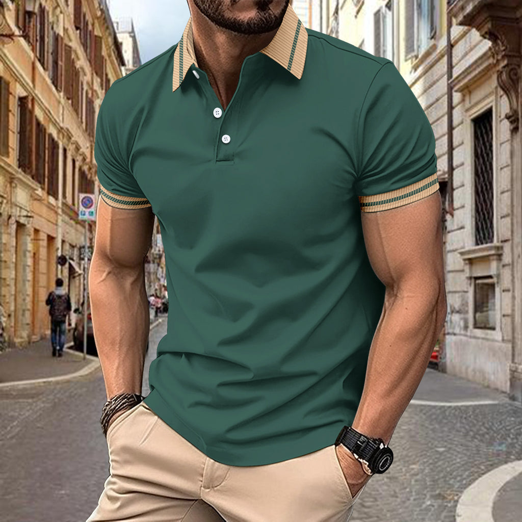 Bouton de couleur Hommes Polo Sport Shirt Casual et polyvalent