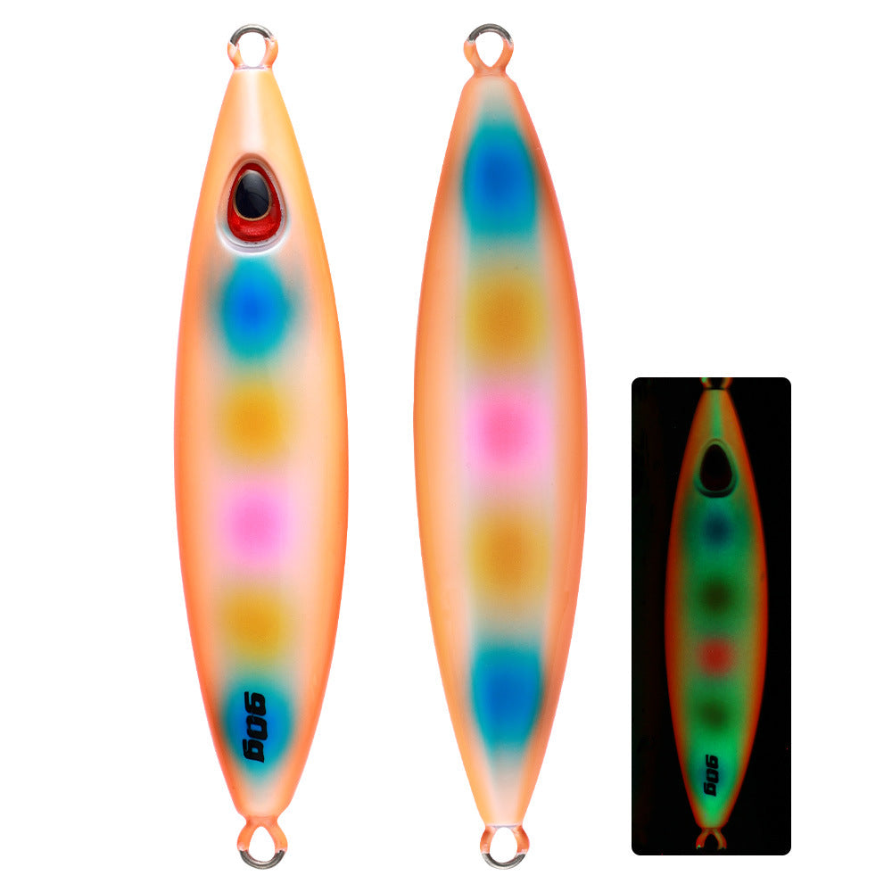 60g 90g UV Lumineux pêche en mer à bascule lente plaque de fer Lure de bateau