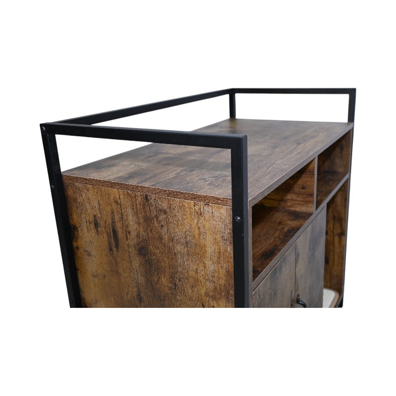 Boîte à litière en bois de chat brun rustique