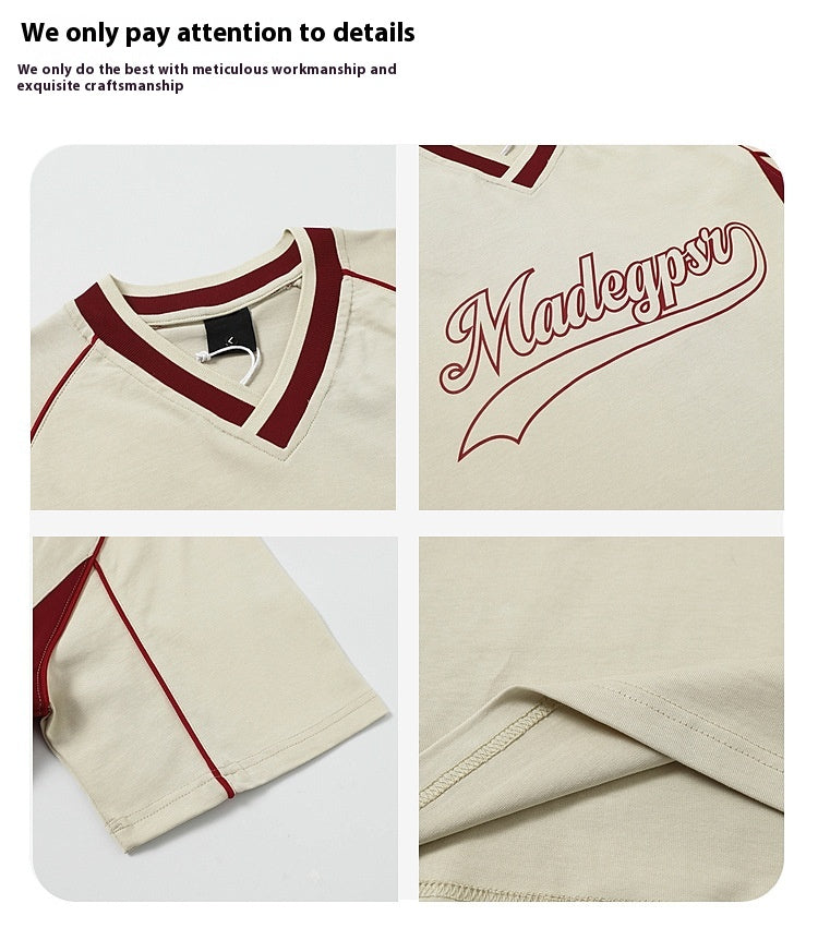Tee-shirt à manches courtes pour homme de couleur contrastante d'été